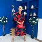 Astrid Long Sleeve Midi Dress Black Floral