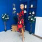 Astrid Long Sleeve Midi Dress Black Floral
