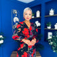 Astrid Long Sleeve Midi Dress Black Floral