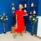Tina Banded Midi Dress Red