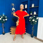 Tina Banded Midi Dress Red