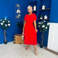 Tina Banded Midi Dress Red