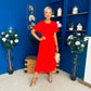 Tina Banded Midi Dress Red