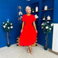 Tina Banded Midi Dress Red