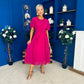 Tina Banded Midi Dress Berry