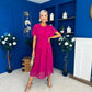 Tina Banded Midi Dress Berry