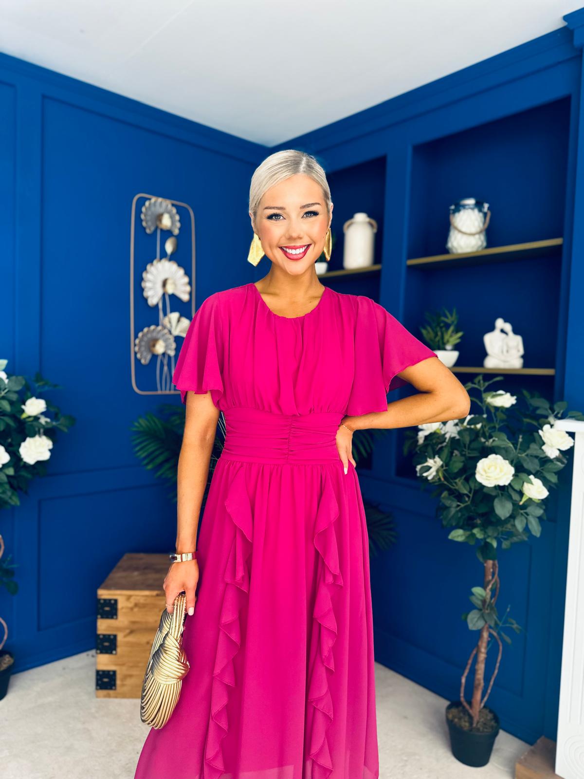 Tina Banded Midi Dress Berry