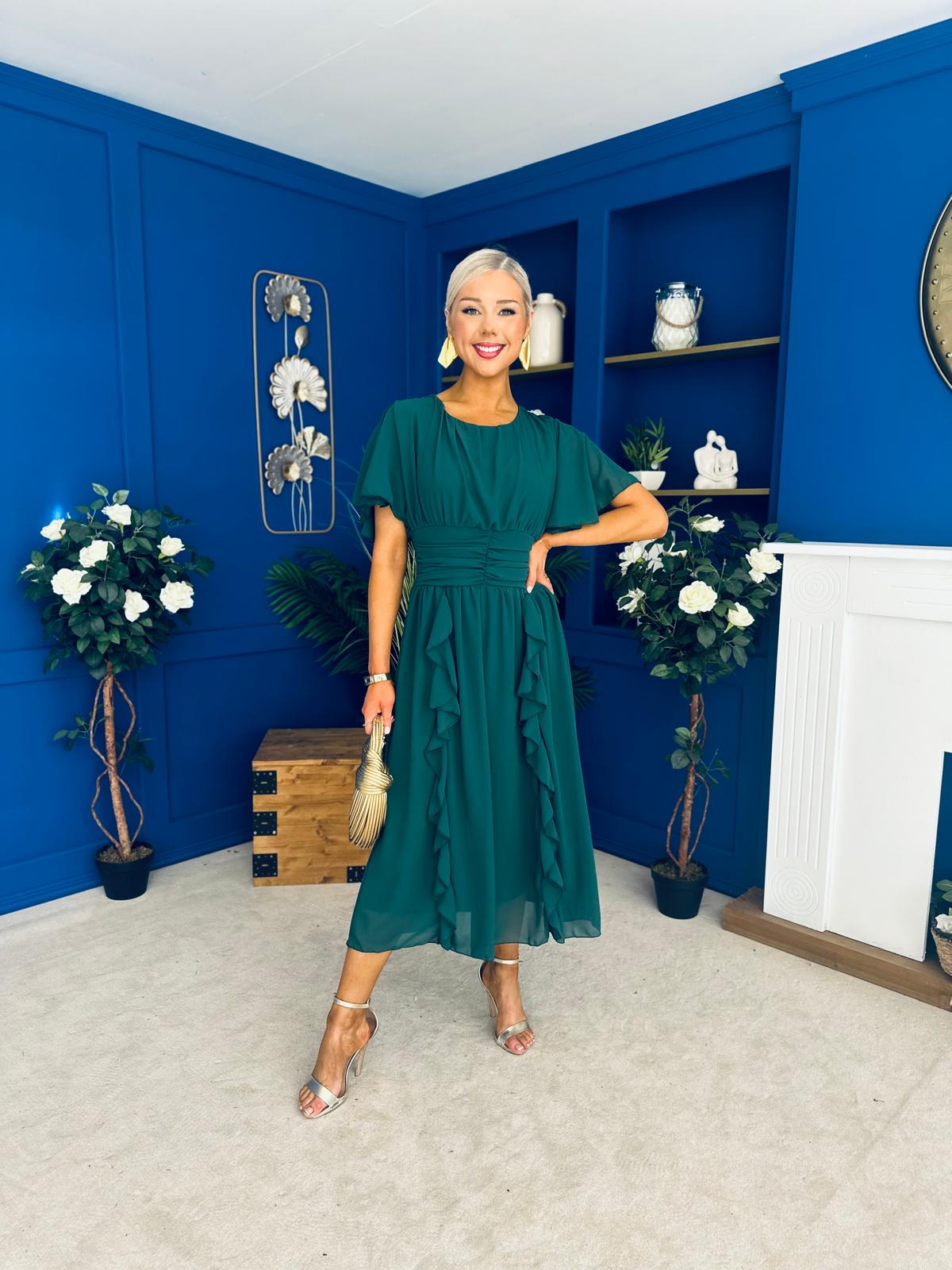 Tina Banded Midi Dress Forest