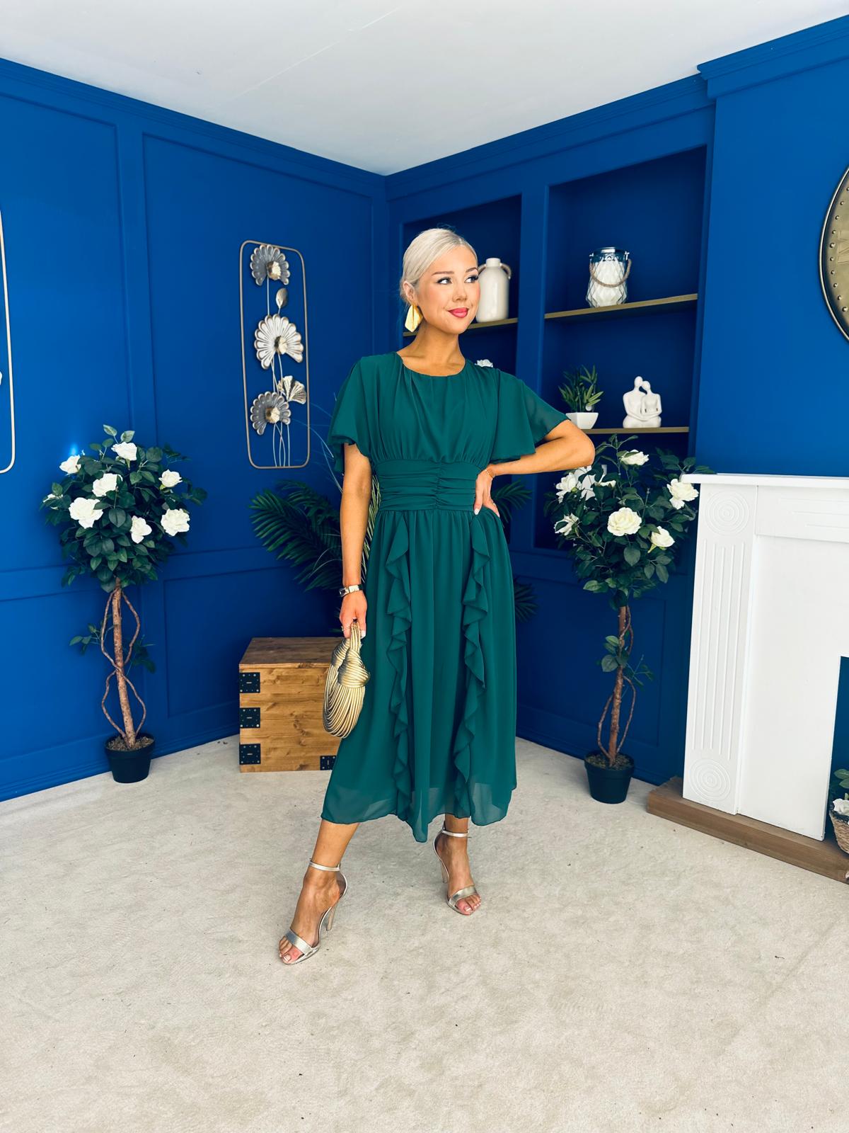 Tina Banded Midi Dress Forest