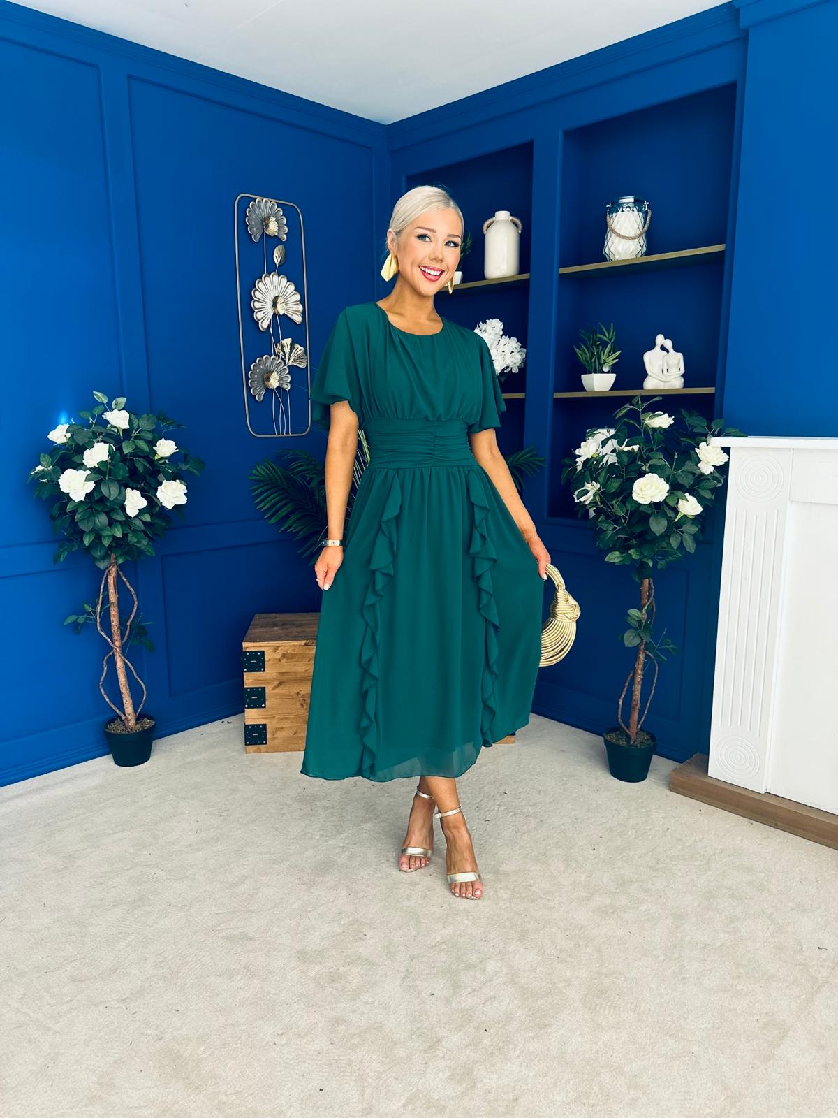 Tina Banded Midi Dress Forest