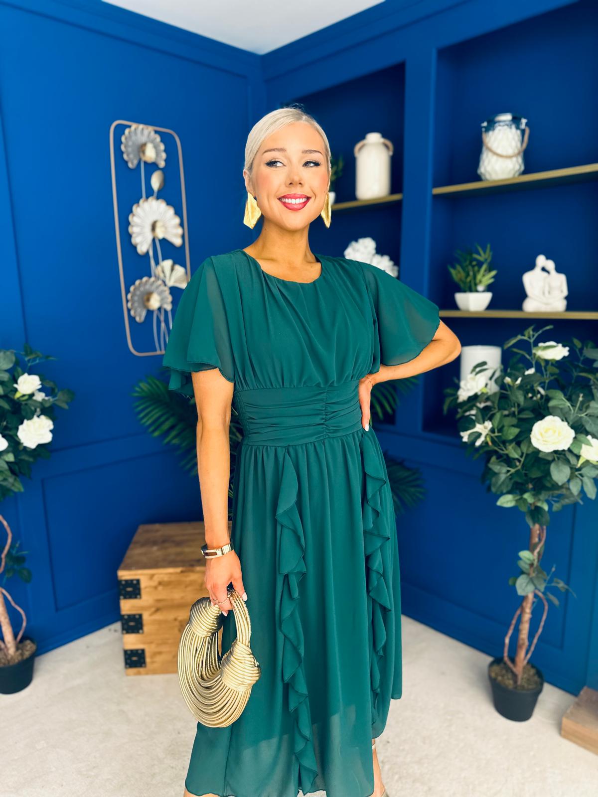 Tina Banded Midi Dress Forest