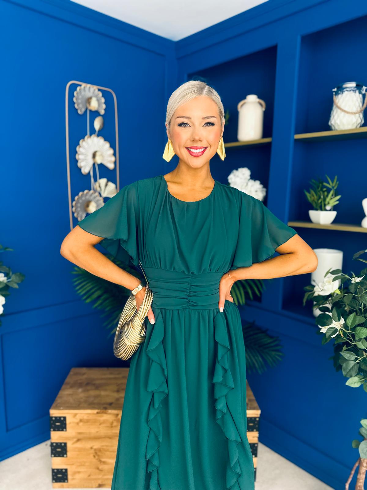 Tina Banded Midi Dress Forest