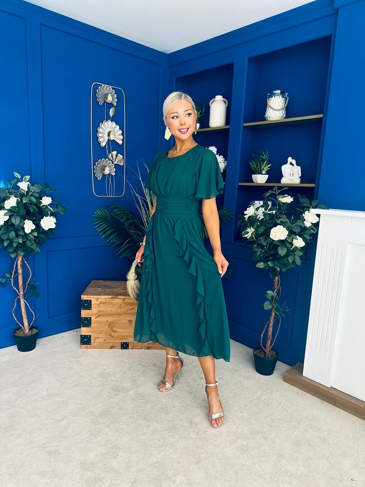 Tina Banded Midi Dress Forest