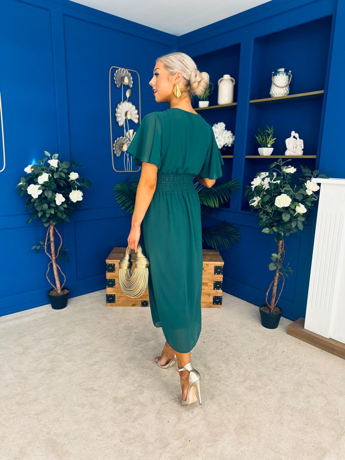 Tina Banded Midi Dress Forest