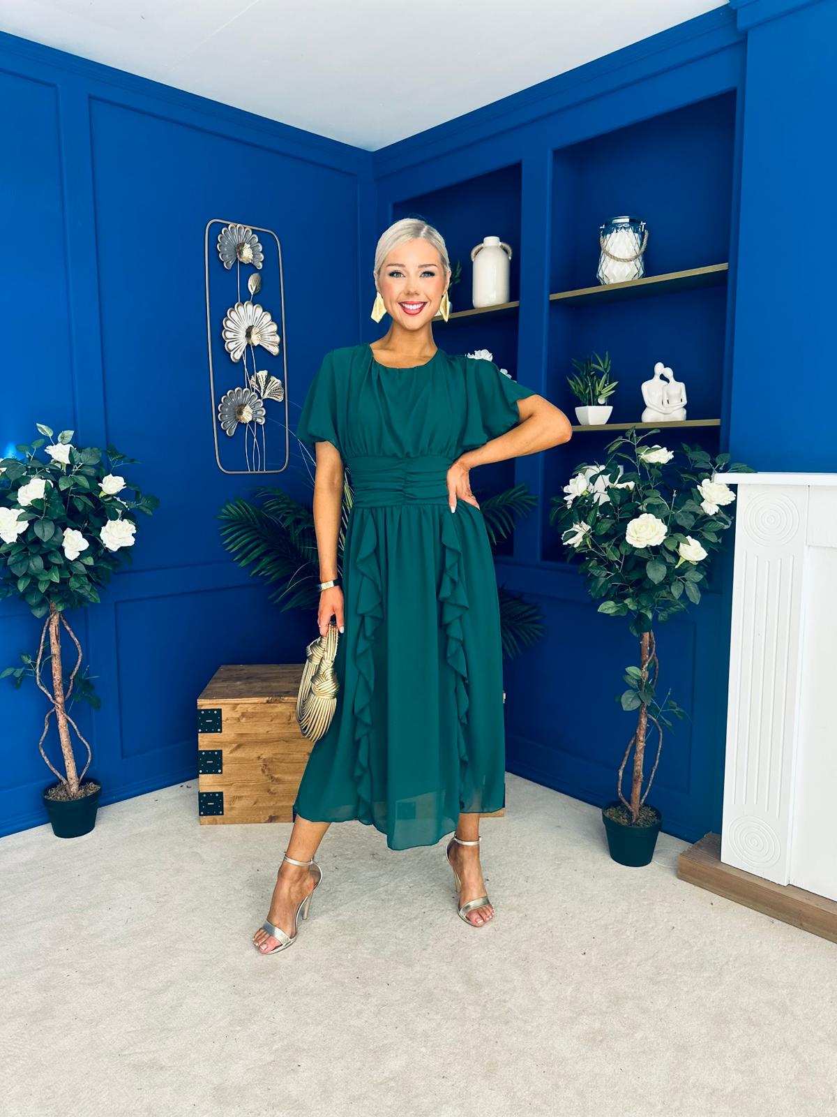 Tina Banded Midi Dress Forest