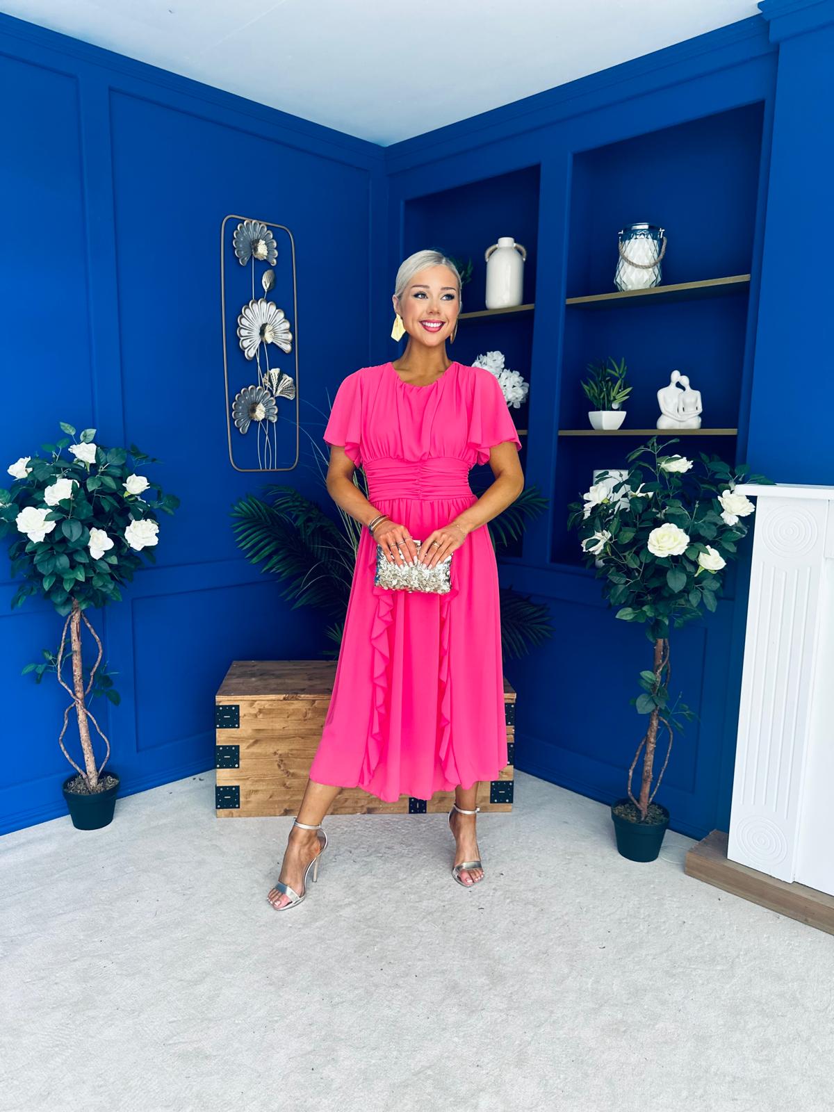 Tina Banded Midi Dress Pink