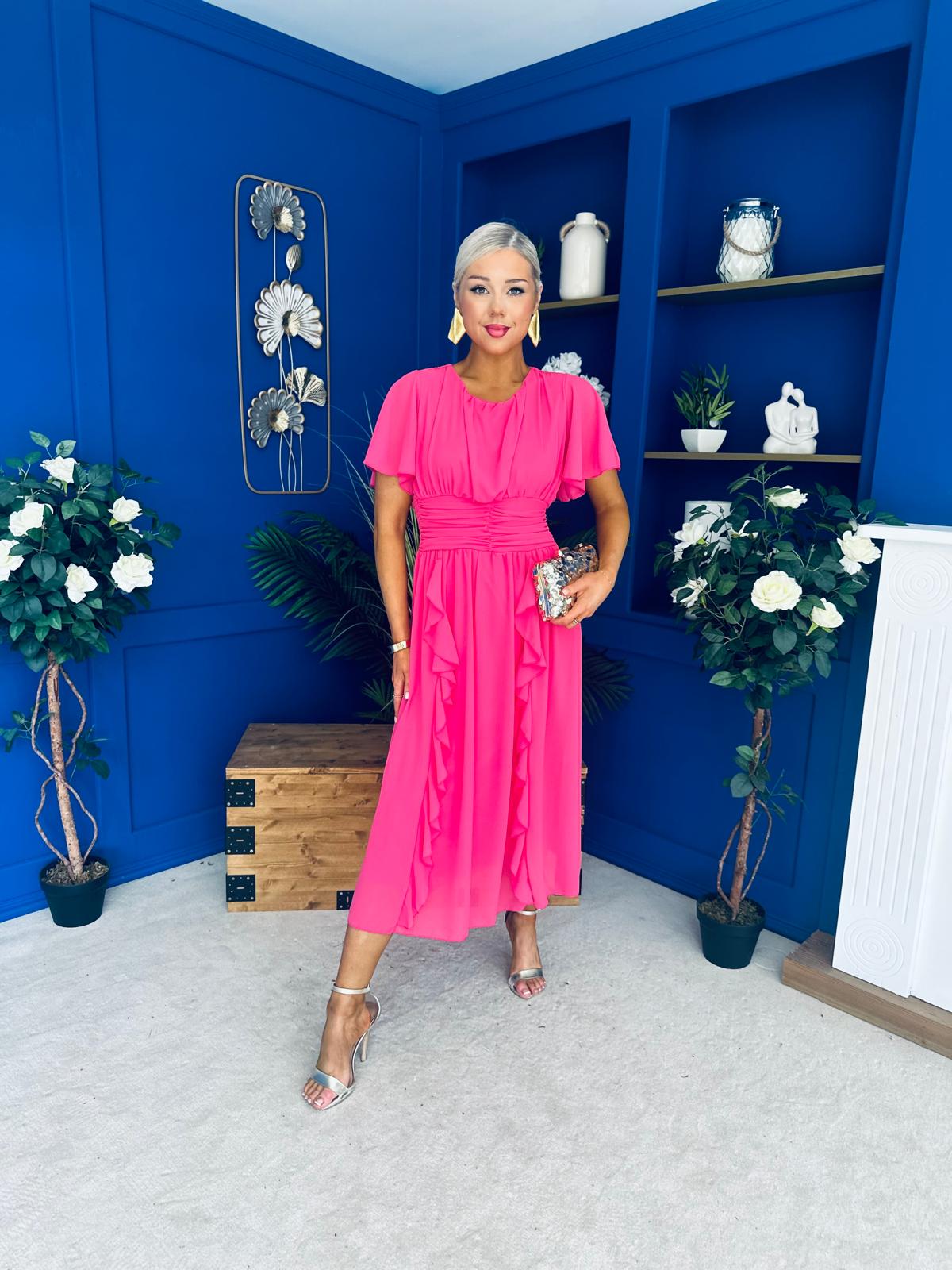 Tina Banded Midi Dress Pink