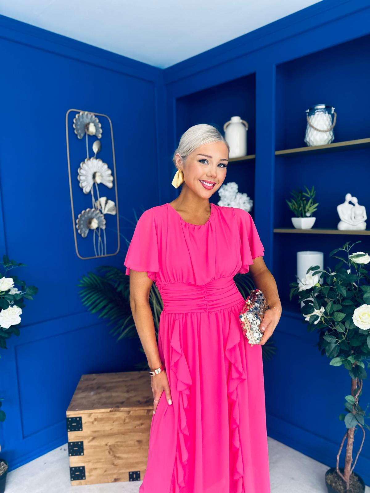 Tina Banded Midi Dress Pink
