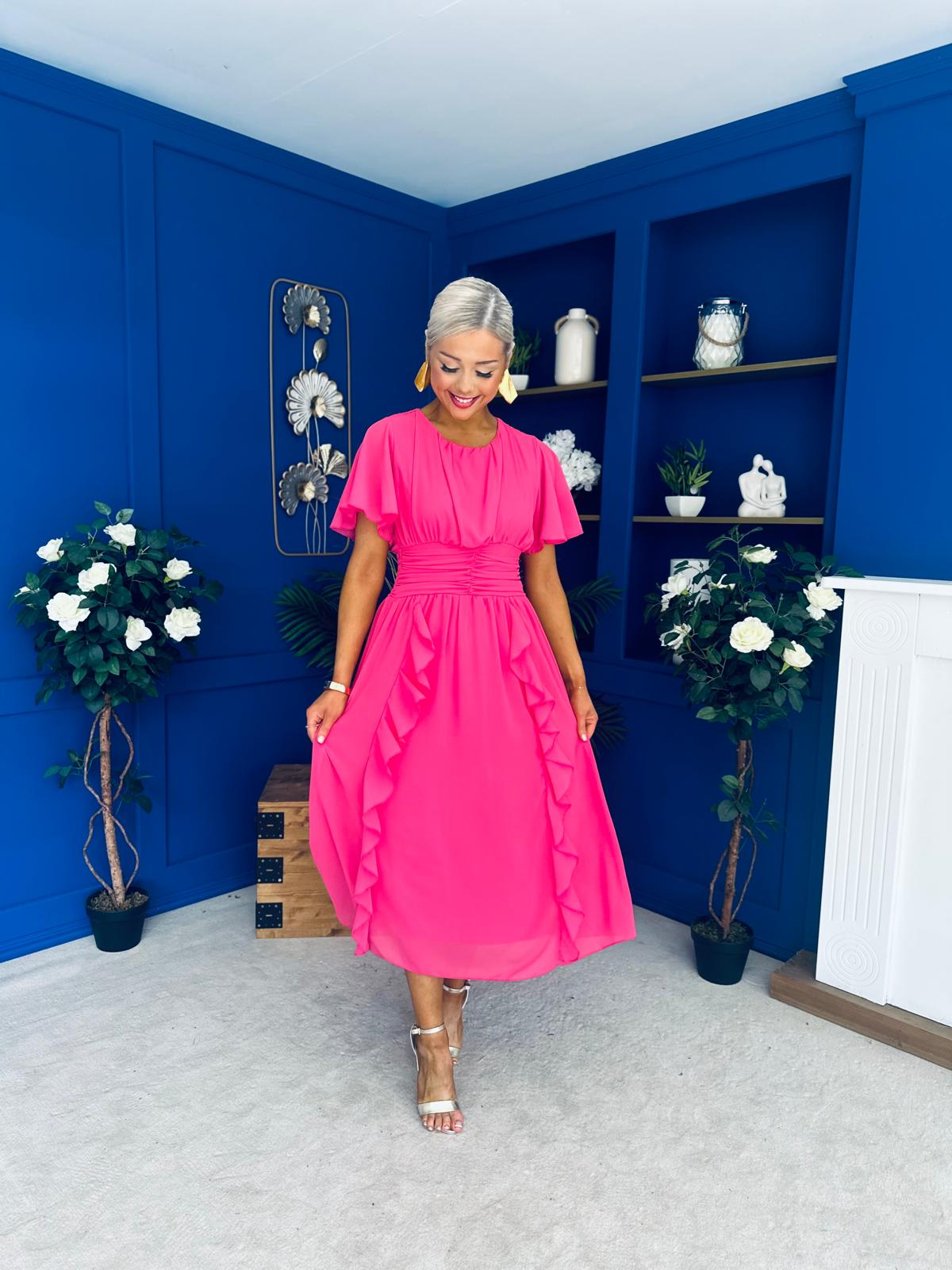 Tina Banded Midi Dress Pink