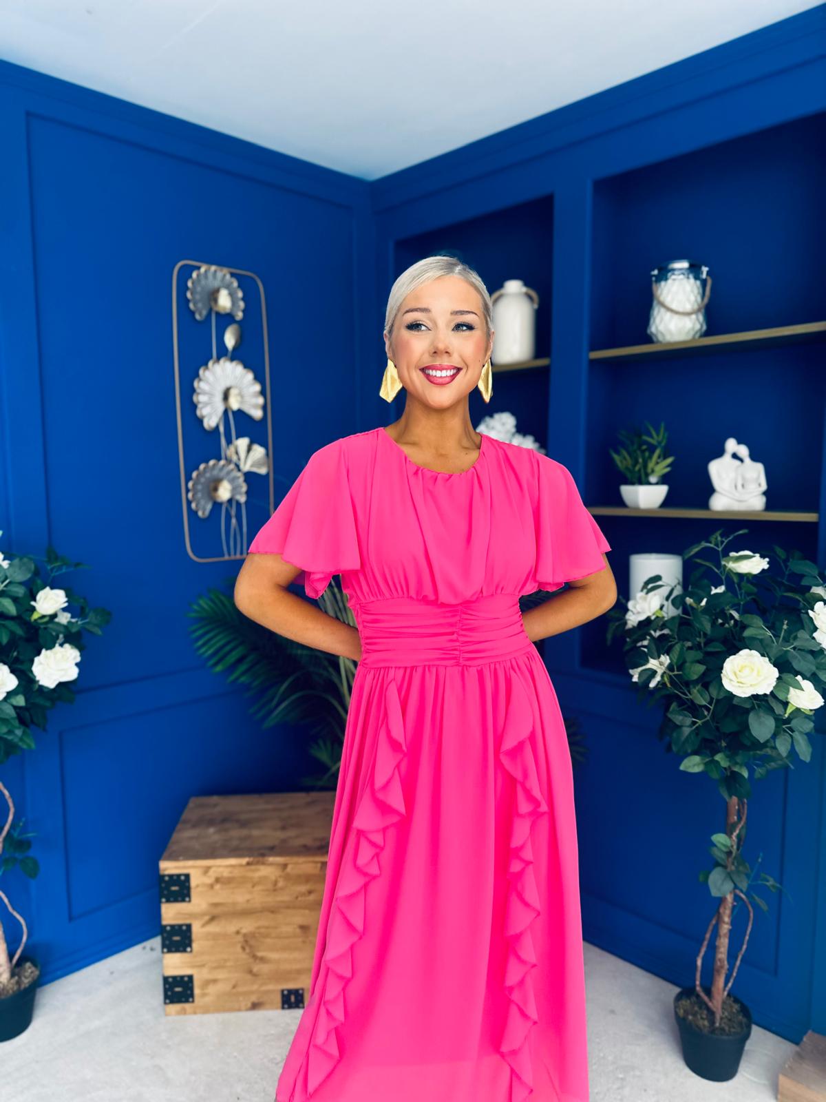 Tina Banded Midi Dress Pink