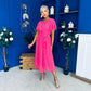 Tina Banded Midi Dress Pink