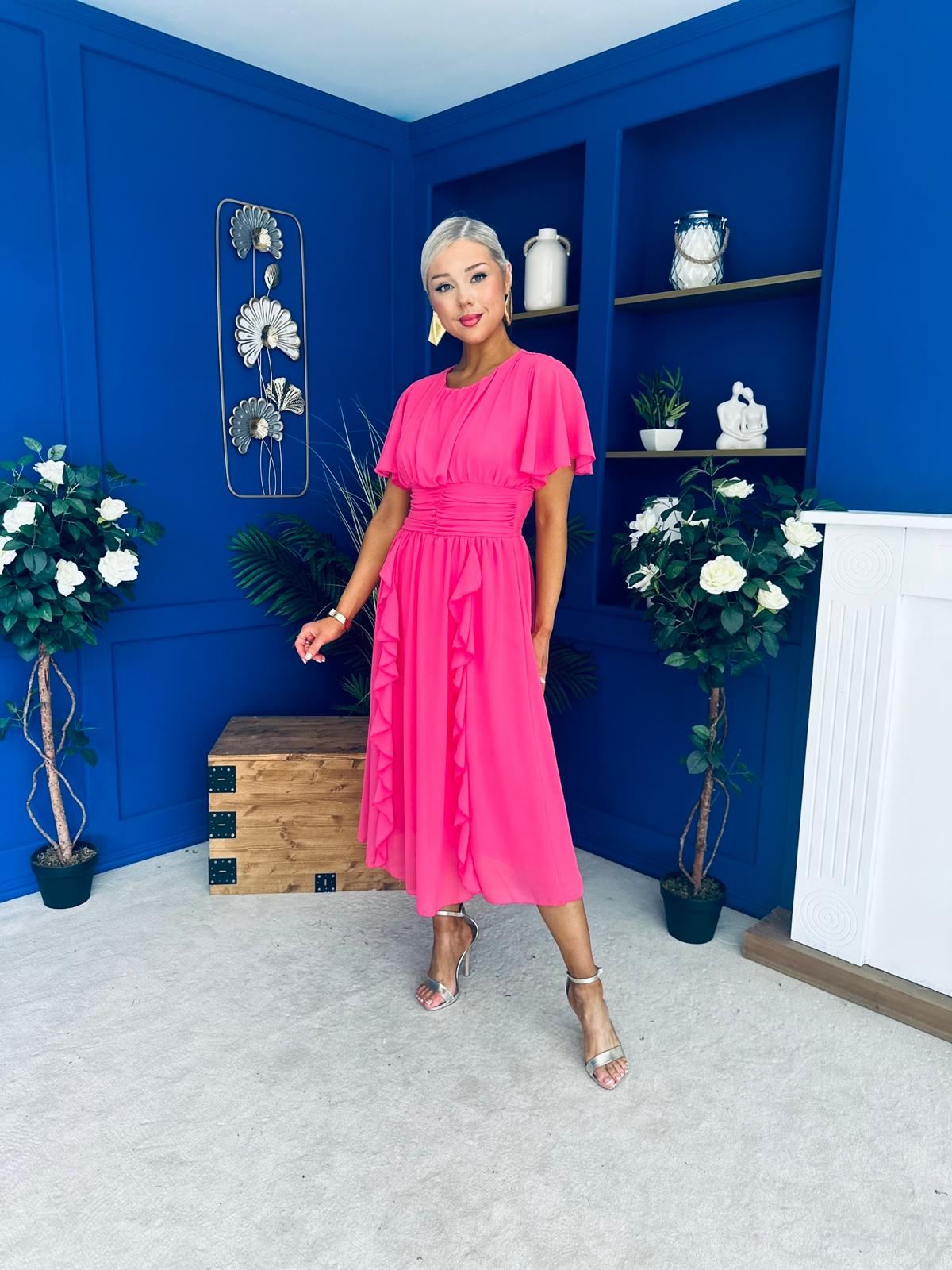 Tina Banded Midi Dress Pink