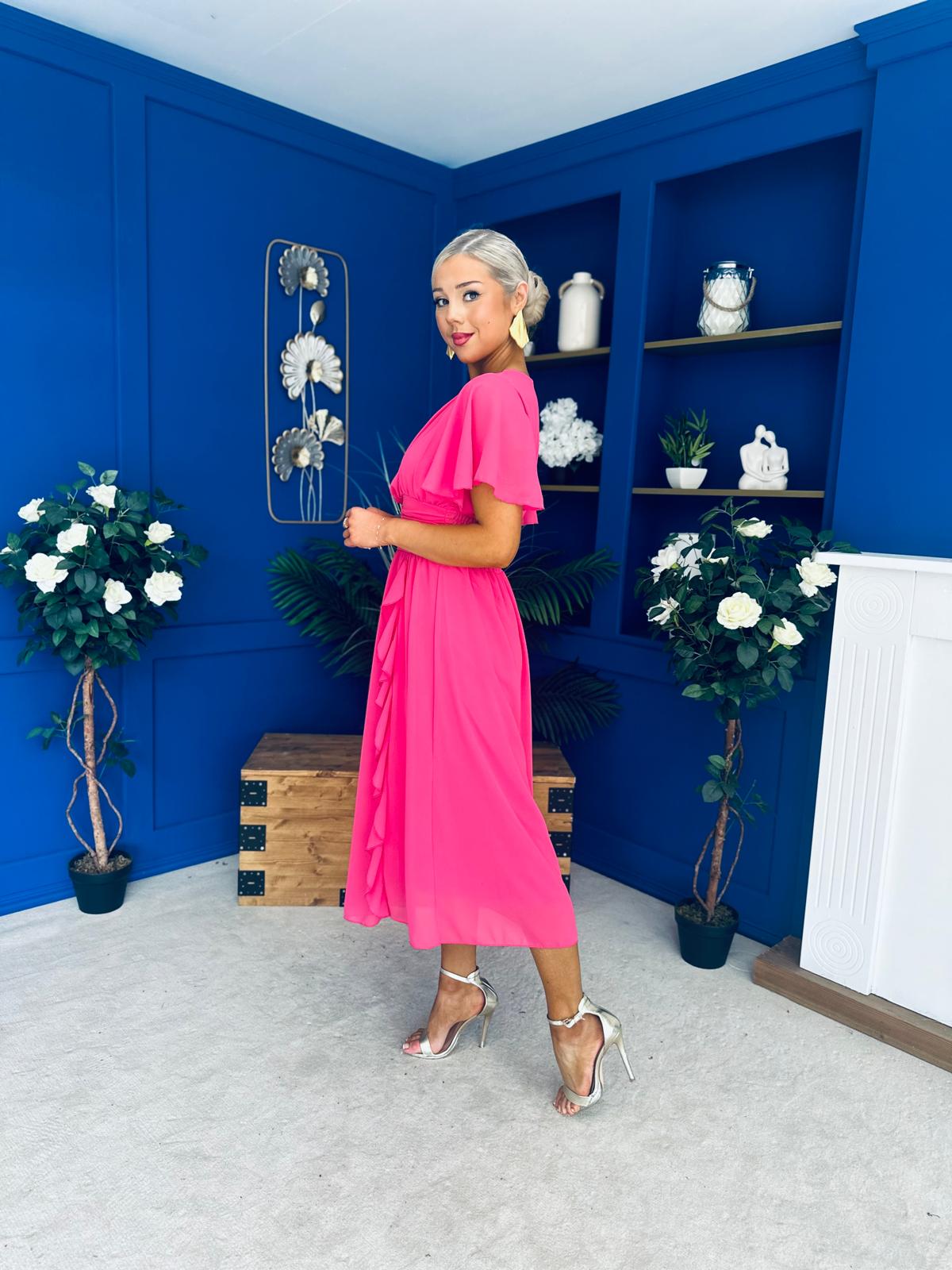 Tina Banded Midi Dress Pink