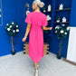 Tina Banded Midi Dress Pink