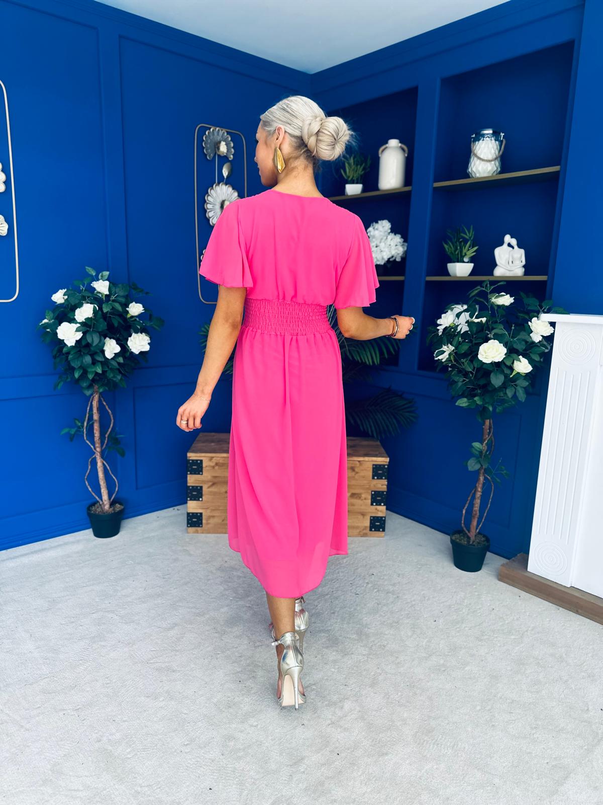 Tina Banded Midi Dress Pink