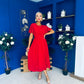 Tina Banded Midi Dress Strawberry
