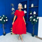 Tina Banded Midi Dress Strawberry