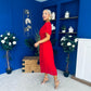 Tina Banded Midi Dress Strawberry