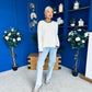 Eliza Chunky Knit Jumper Beige / Navy