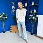 Eliza Chunky Knit Jumper Beige / Navy