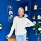 Eliza Chunky Knit Jumper Beige / Navy