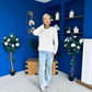 Eliza Chunky Knit Jumper Beige / Navy