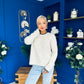 Eliza Chunky Knit Jumper Beige / Navy