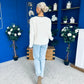 Eliza Chunky Knit Jumper Beige / Navy
