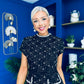 Nelly High Neck Beaded Tweed Mini Dress Black Pre Order 19 Sept