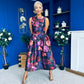 Nesta Boat Neck Skater Midi Dress Black Floral Pre Order 19 Sept