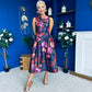 Nesta Boat Neck Skater Midi Dress Black Floral Pre Order 19 Sept