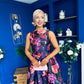 Nesta Boat Neck Skater Midi Dress Black Floral Pre Order 19 Sept