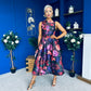 Nesta Boat Neck Skater Midi Dress Black Floral Pre Order 19 Sept