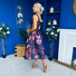 Nesta Boat Neck Skater Midi Dress Black Floral Pre Order 19 Sept