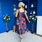 Nesta Boat Neck Skater Midi Dress Black Floral Pre Order 19 Sept