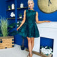Suri Floral Jacquard Dropped Waist Mini Dress Green Pre Order 19 Sept