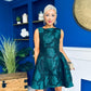 Suri Floral Jacquard Dropped Waist Mini Dress Green Pre Order 19 Sept