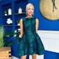 Suri Floral Jacquard Dropped Waist Mini Dress Green Pre Order 19 Sept