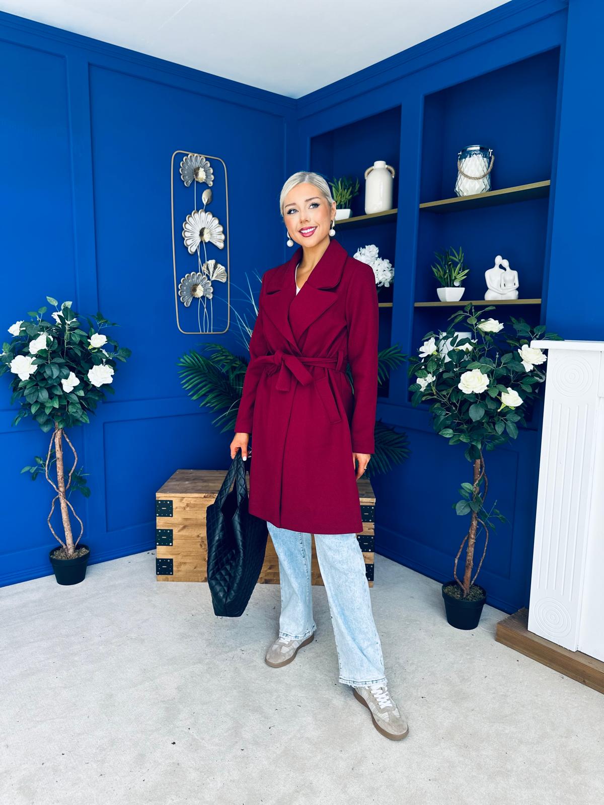 Leanne Detailed Trench Coat Wine
