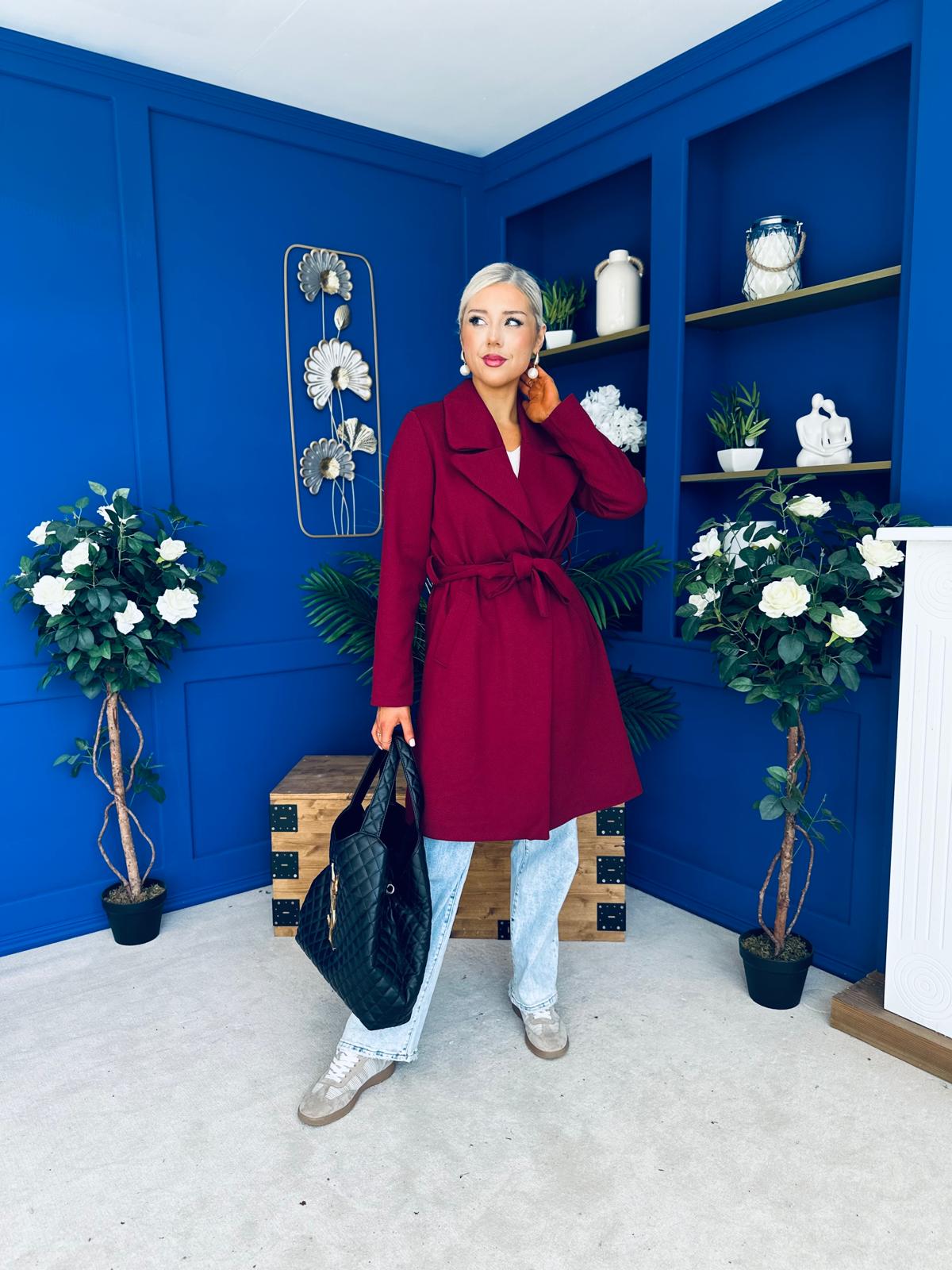 Leanne Detailed Trench Coat Wine